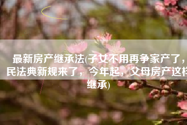 最新房产继承法(子女不用再争家产了，民法典新规来了，今年起，父母房产这样继承)