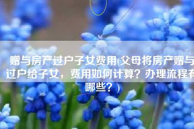 赠与房产过户子女费用(父母将房产赠与过户给子女，费用如何计算？办理流程有哪些？)