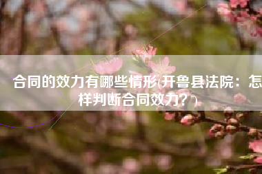 合同的效力有哪些情形(开鲁县法院：怎样判断合同效力？)