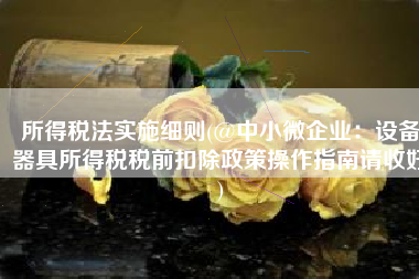 所得税法实施细则(@中小微企业：设备器具所得税税前扣除政策操作指南请收好)