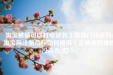淘宝被骗可以打电话到工商部门投诉吗(淘宝用注册商标如何投诉（正确侵权维权投诉有3招）)