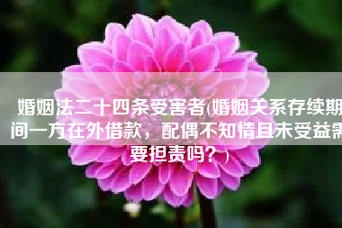 婚姻法二十四条受害者(婚姻关系存续期间一方在外借款，配偶不知情且未受益需要担责吗？)