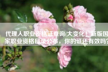 代理人职业资格证查询(大变化！新版国家职业资格目录公布，你的证还有效吗？)