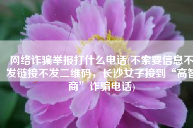 网络诈骗举报打什么电话(不索要信息不发链接不发二维码，长沙女子接到“高智商”诈骗电话)