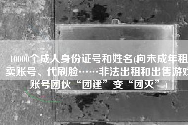 10000个成人身份证号和姓名(向未成年租卖账号、代刷脸……非法出租和出售游戏账号团伙“团建”变“团灭”)