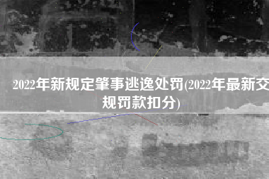 2022年新规定肇事逃逸处罚(2022年最新交规罚款扣分)