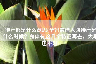 待产假是什么意思(孕妈最佳入院待产是什么时候？身体有这几个特征再去，太早也不好)