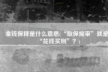 拿钱保释是什么意思(“取保候审”就是“花钱买刑”？)