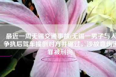 最近一周无锡交通事故(无锡一男子与人争执后驾车撞倒对方并碾过，涉故意伤害罪被刑拘)