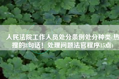人民法院工作人员处分条例处分种类(热搜的8句话！处理问题法官程序15点)