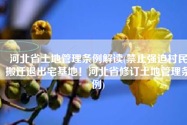 河北省土地管理条例解读(禁止强迫村民搬迁退出宅基地！河北省修订土地管理条例)