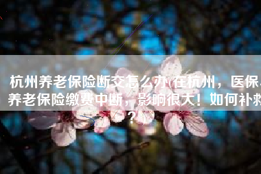 杭州养老保险断交怎么办(在杭州，医保、养老保险缴费中断，影响很大！如何补救？)