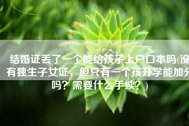 结婚证丢了一个能给孩子上户口本吗(没有独生子女证，但只有一个孩升学能加分吗？需要什么手续？)