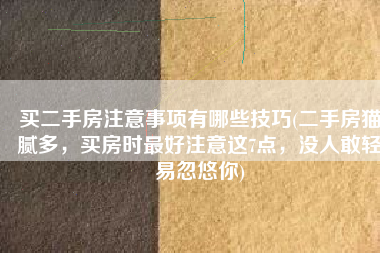 买二手房注意事项有哪些技巧(二手房猫腻多，买房时最好注意这7点，没人敢轻易忽悠你)
