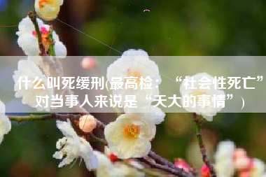 什么叫死缓刑(最高检：“社会性死亡”对当事人来说是“天大的事情”)