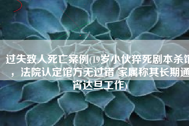 过失致人死亡案例(19岁小伙猝死剧本杀馆，法院认定馆方无过错 家属称其长期通宵达旦工作)