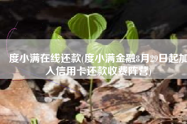 度小满在线还款(度小满金融8月29日起加入信用卡还款收费阵营)
