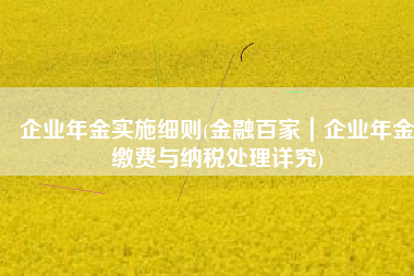 企业年金实施细则(金融百家｜企业年金缴费与纳税处理详究)