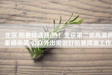 北京 防暑降温费(热！北京第二波高温将重磅来袭 公众外出需做好防暑降温工作)