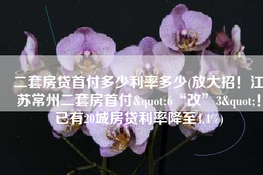 二套房贷首付多少利率多少(放大招！江苏常州二套房首付"6“改”3"！已有20城房贷利率降至4.4%)