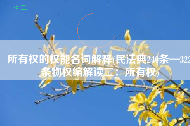 所有权的权能名词解释(民法典240条—322条物权编解读二：所有权)