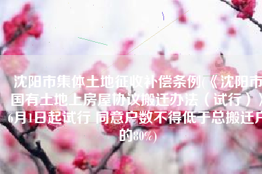 沈阳市集体土地征收补偿条例(《沈阳市国有土地上房屋协议搬迁办法（试行）》6月1日起试行 同意户数不得低于总搬迁户的80%)