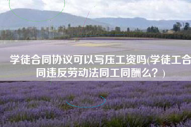 学徒合同协议可以写压工资吗(学徒工合同违反劳动法同工同酬么？)