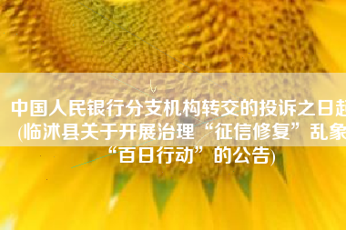 中国人民银行分支机构转交的投诉之日起(临沭县关于开展治理“征信修复”乱象“百日行动”的公告)
