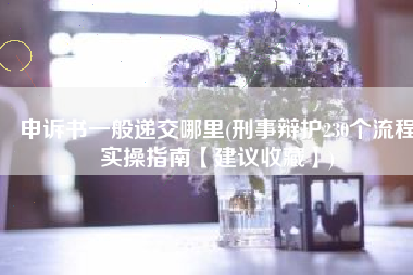 申诉书一般递交哪里(刑事辩护230个流程实操指南【建议收藏】)