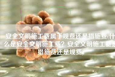 安全文明施工费属于规费还是措施费(什么是安全文明施工费？安全文明施工费是措施费还是规费)