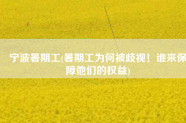 宁波暑期工(暑期工为何被歧视！谁来保障他们的权益)