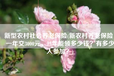 新型农村社会养老保险(新农村养老保险，一年交3000元，15年能领多少钱？有多少人参加？)