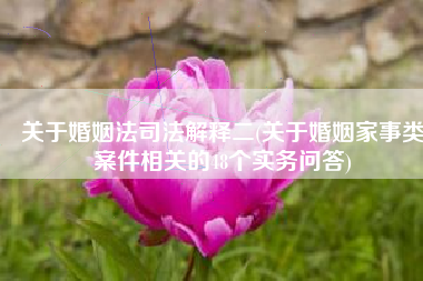 关于婚姻法司法解释二(关于婚姻家事类案件相关的48个实务问答)