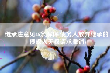继承法意见46条解释(债务人放弃继承的，债权人无权请求撤销)