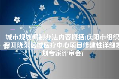 城市规划编制办法内容概括(庆阳市组织召开陇东区域医疗中心项目修建性详细规划专家评审会)