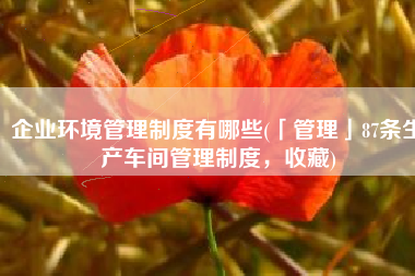 企业环境管理制度有哪些(「管理」87条生产车间管理制度，收藏)