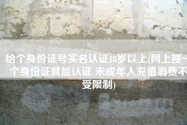 给个身份证号实名认证18岁以上(网上搜一个身份证就能认证 未成年人充值消费不受限制)
