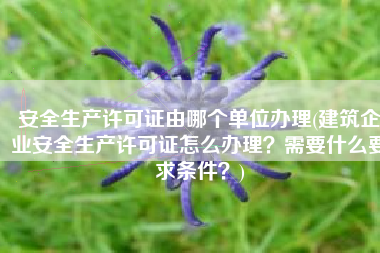 安全生产许可证由哪个单位办理(建筑企业安全生产许可证怎么办理？需要什么要求条件？)