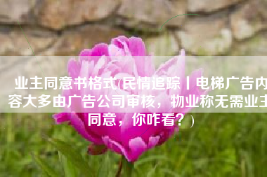 业主同意书格式(民情追踪丨电梯广告内容大多由广告公司审核，物业称无需业主同意，你咋看？)