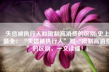 失信被执行人和限制高消费的区别(史上最全：“失信被执行人”和“限制高消费”的区别，一文读懂！)