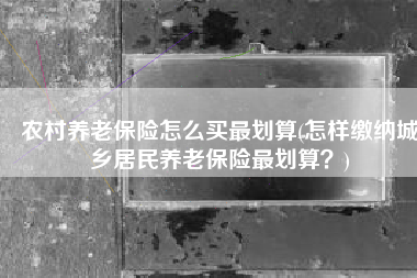 农村养老保险怎么买最划算(怎样缴纳城乡居民养老保险最划算？)
