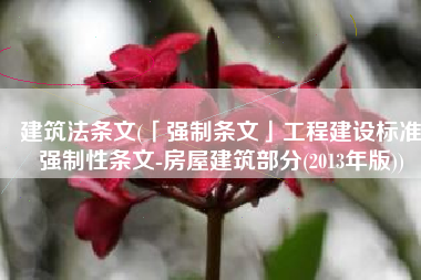 建筑法条文(「强制条文」工程建设标准强制性条文-房屋建筑部分(2013年版))