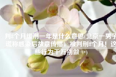 判8个月缓刑一年是什么意思(北京一男子谎称感染后故意传播，被判刑8个月！这些行为千万别做→)