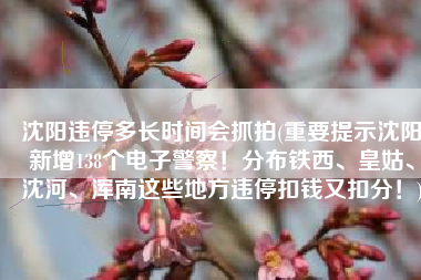 沈阳违停多长时间会抓拍(重要提示沈阳新增138个电子警察！分布铁西、皇姑、沈河、浑南这些地方违停扣钱又扣分！)