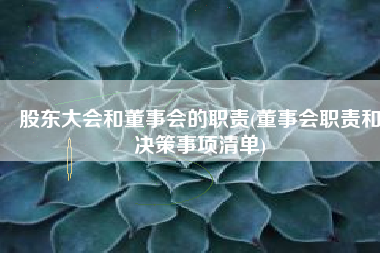 股东大会和董事会的职责(董事会职责和决策事项清单)