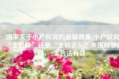 国家关于小产权房的最新政策(小产权房“全拆除”还是“全转正”？央媒释放信号，2类合法有效)