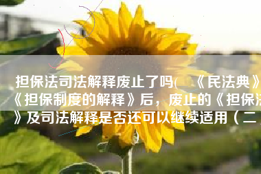 担保法司法解释废止了吗(​《民法典》《担保制度的解释》后，废止的《担保法》及司法解释是否还可以继续适用（二）)