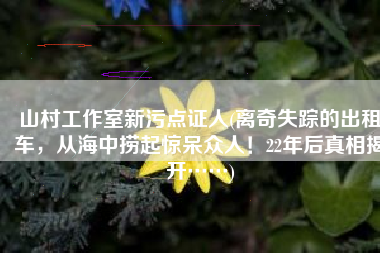 山村工作室新污点证人(离奇失踪的出租车，从海中捞起惊呆众人！22年后真相揭开……)