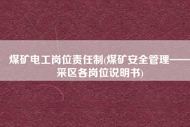 煤矿电工岗位责任制(煤矿安全管理——采区各岗位说明书)