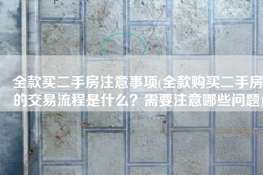 全款买二手房注意事项(全款购买二手房的交易流程是什么？需要注意哪些问题)